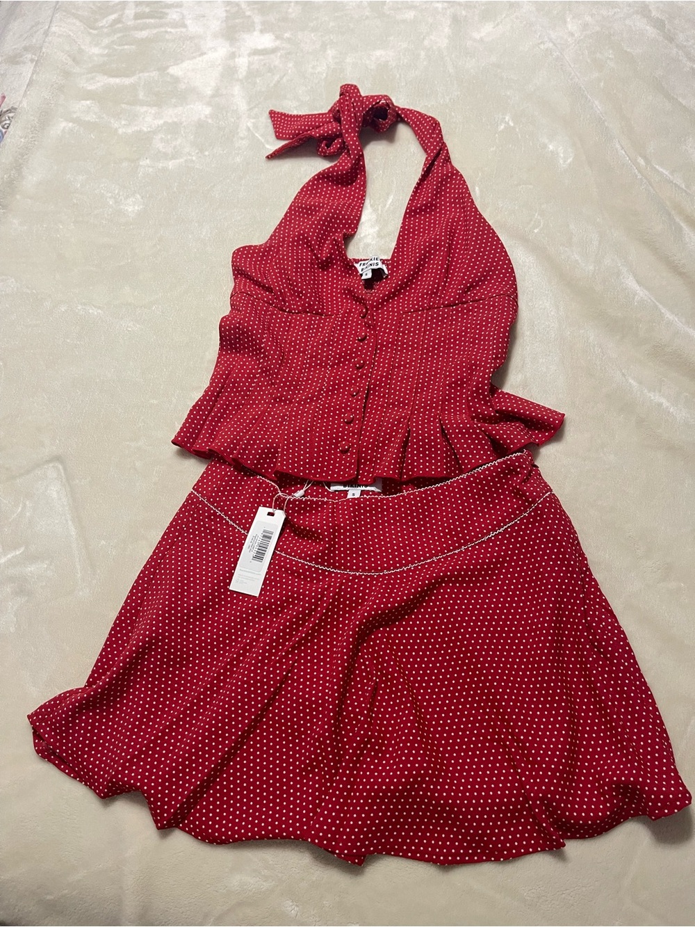 Frankie's Bikinis Red & White Polka Dot Two-Piece Set - Picture 1 of 3
